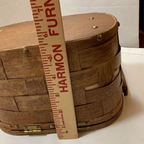 Vintage box purse with coin & tree wood top - Picture 8 of 9